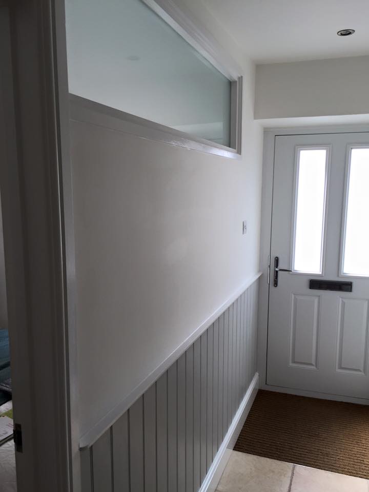 Grey and white hallway, freshly decorated